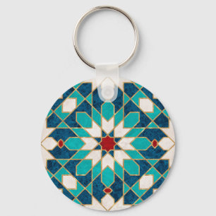 Blå gul gul röd marmor marockansk mosaik nyckelring