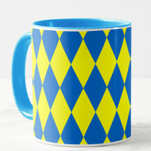 Blå Gul Harlekin Rutig Design  Mugg