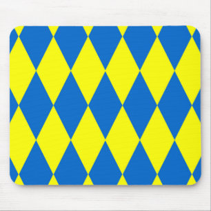 Blå Gul Harlekin Rutig Design Musmatta