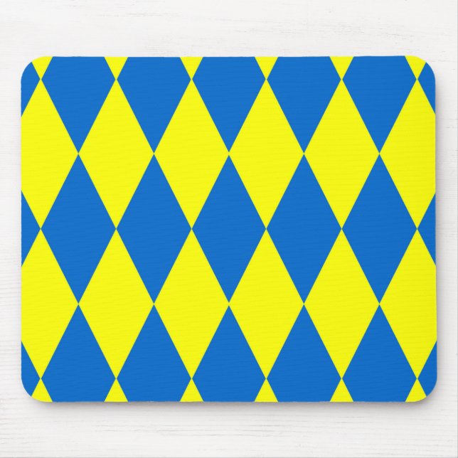 Blå Gul Harlekin Rutig Design  Musmatta (Framsidan)