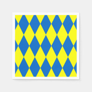 Blå Gul Harlekin Rutig Design Pappersservett