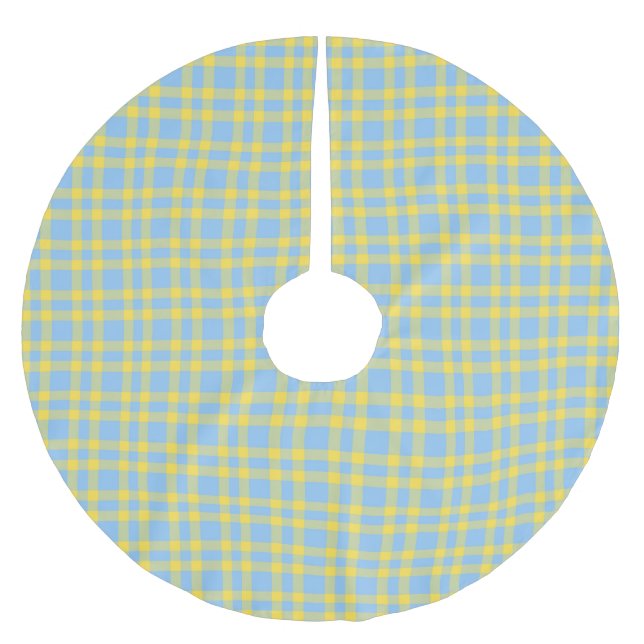 Blå Gul Karomönster Julgransmatta Borstad Polyester (Framsidan)