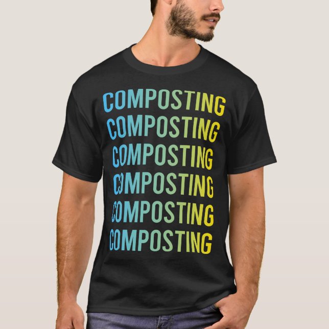 Blå Gul Kompostering Kompost Kompostbehållare T Shirt (Framsida)