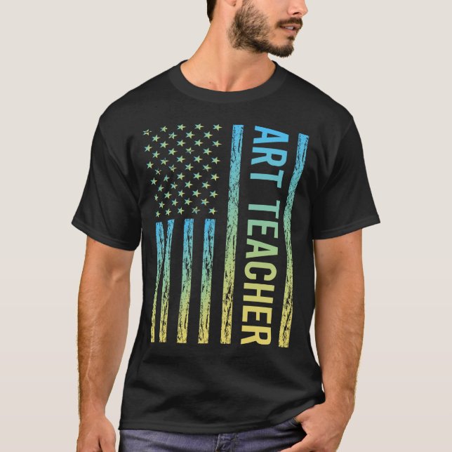 Blå Gul Konstlärare T Shirt (Framsida)
