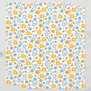 Blå Gul Landsby Vår Blommig Scrapbookpapper