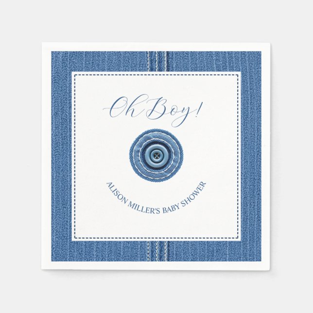 Blå gul med syror och knappdusch i pojke pappersservett (Framsidan)