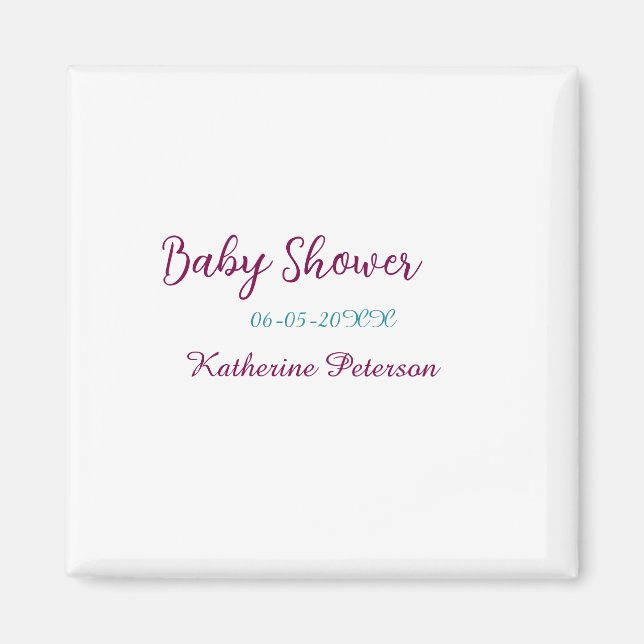 Blå gul namndatum för babyshower djur öra söt  magnet (Framsidan)