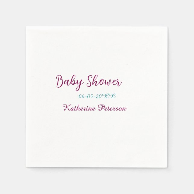 Blå gul namndatum för babyshower djur öra söt  pappersservett (Framsidan)