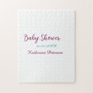 Blå gul namndatum för babyshower djur öra söt pussel