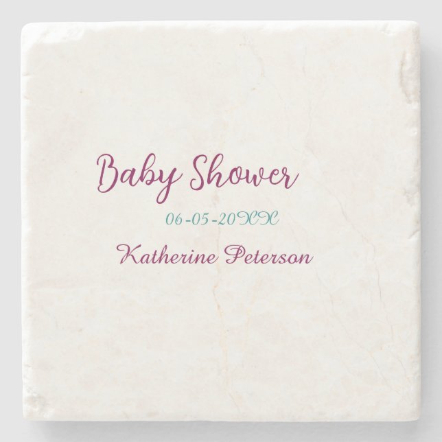 Blå gul namndatum för babyshower djur öra söt  stenunderlägg (Framsidan)