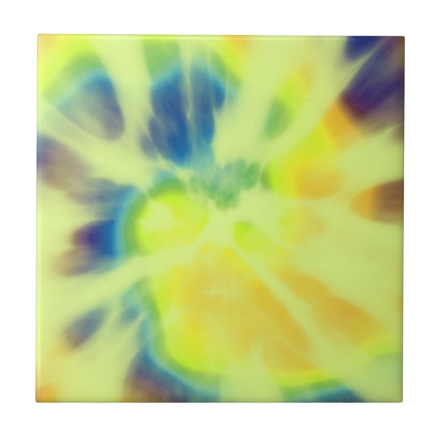 blå gul och grön Tie-dye Kakelplatta (Framsidan)