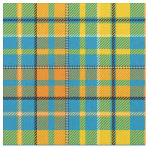 Blå Gul Orange Plaid Tartan Design Tyg
