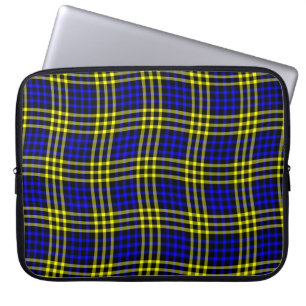 Blå Gul Plaid Rutigt Sömlöst Mönster Laptop Fodral