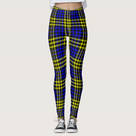 Blå Gul Plaid Rutigt Sömlöst Mönster Leggings