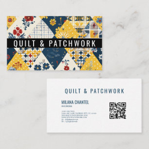 Blå Gul Röd Quilt Patchwork Handgjorda Kläder Visitkort