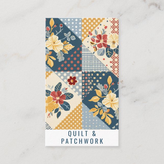 Blå Gul Röd Quilt Patchwork Handgjorda Kläder  Visitkort (Framsida)