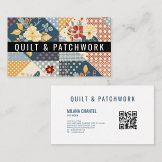 Blå Gul Röd Quilt Patchwork Handgjorda Kläder  Visitkort