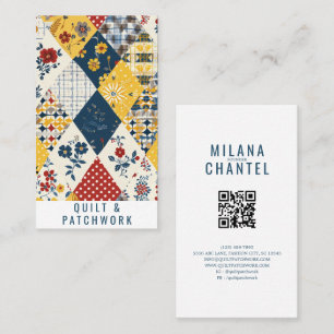 Blå Gul Röd Quilt Patchwork Handgjorda Kläder Visitkort