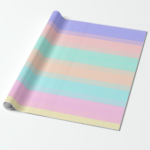 Blå Gul Rosa Grön Pastell Ränder Mönster Presentpapper