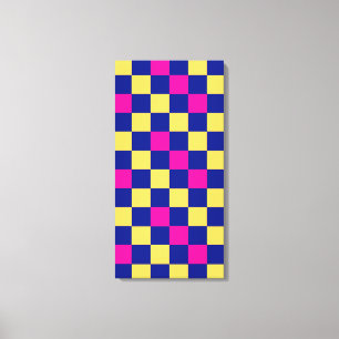 Blå Gul Rosa Rutig Mönsterdesign Canvastryck