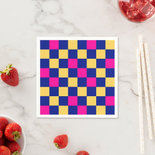 Blå Gul Rosa Rutig Mönsterdesign Pappersservett