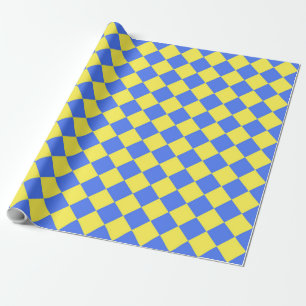 Blå Gul Rut Diamant Mönster Presentpapper
