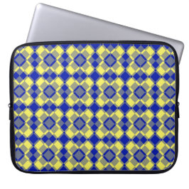 Blå Gul Rutig Argyle Mönster Laptop Fodral