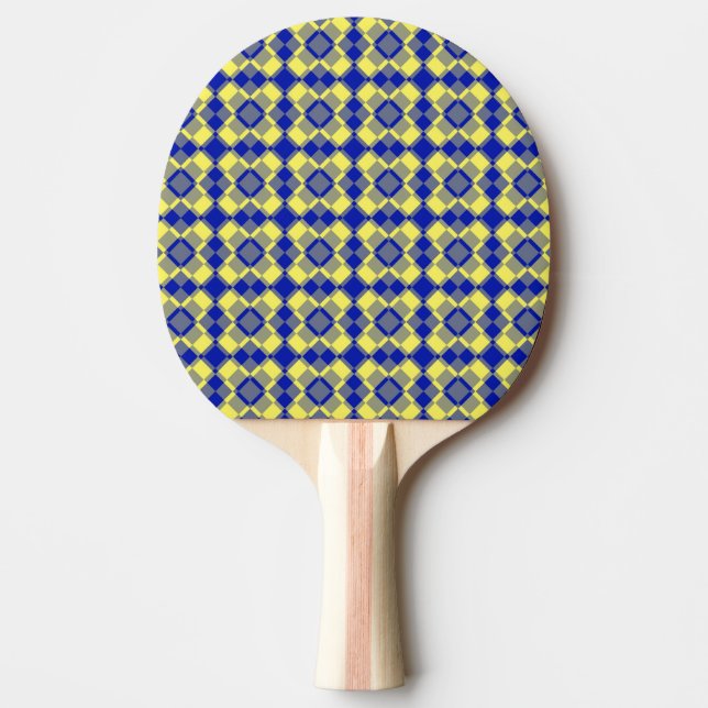 Blå Gul Rutig Argyle Mönster Pingisracket (Framsidan)