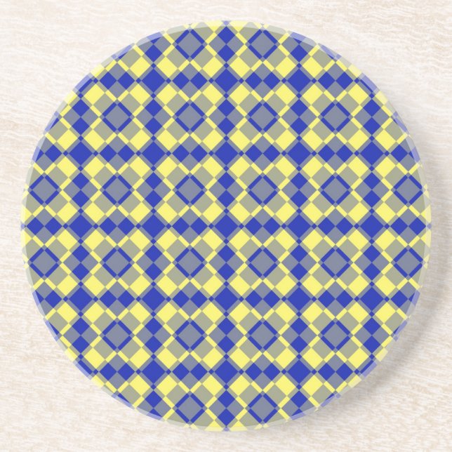 Blå Gul Rutig Argyle Mönster Underlägg (Framsidan)
