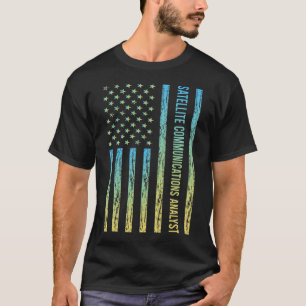 Blå Gul satellitkommunikationsanalytiker T Shirt