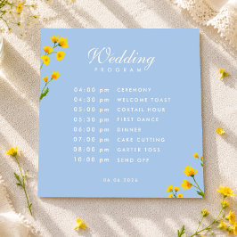 Blå & Gul smörblomma bröllop Program