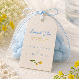 Blå & Gul smörblomma redigerbar bröllop Presentetikett