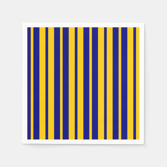 Blå gul snygg randig mönsterdesign  pappersservett (Framsidan)