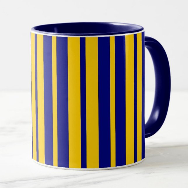 Blå Gul Stilfull Randig Mönsterdesign  Mugg (Skapare uppladdad)