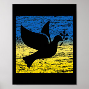 Blå Gul Ukraines Flagga Duva Ukrainsk Fred Fågel Poster