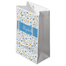 Blå Gul Vildblomma Akvarell Monogram