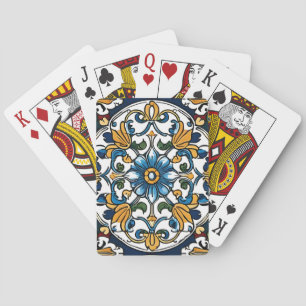 Blå Gul Vit Svart Azuleju Spansk Marockansk Casinokort