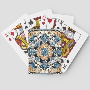 Blå Gul Vit Svart Azuleju Spansk Marockansk Casinokort