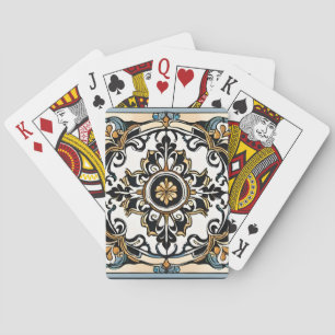 Blå Gul Vit Svart Azuleju Spansk Marockansk Casinokort