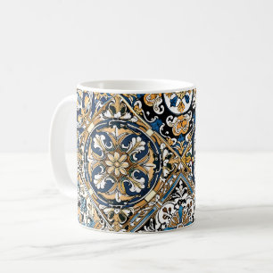 Blå Gul Vit Svart Azuleju Spansk Marockansk Kaffemugg