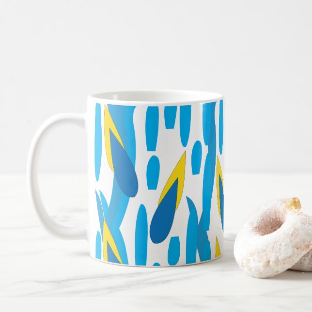 Blå Gula Blad  Kaffemugg (Med munk)