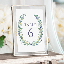 Blå gula blommigten, krutdurk, bröllop inbjudningar