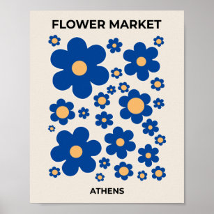 Blå Gula blommor, Aten-Blommigten Poster