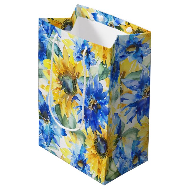 Blå Gula Blommor Bröllopsdusch (Framsidan Vinklad)