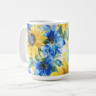 Blå Gula Blommor Bröllopsdusch Kaffemugg
