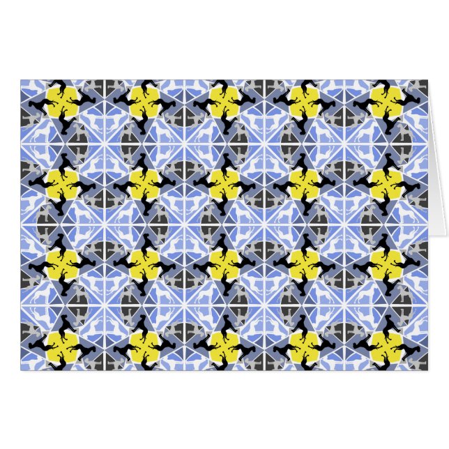 Blå gula Grand danois Hälsningskort (Framsidan Horizontal)