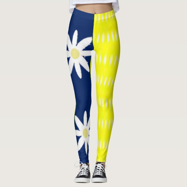 Blå & gula leggings långa (Framsida)