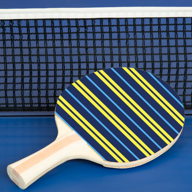 Blå gula variabla randiga design pingisracket (Insitu)