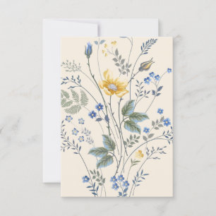 Blå & Gula Vildblommor Svarskort OSA Kort