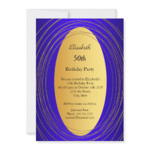 Blå guld 50:e Födelsedagsfest inbjudan